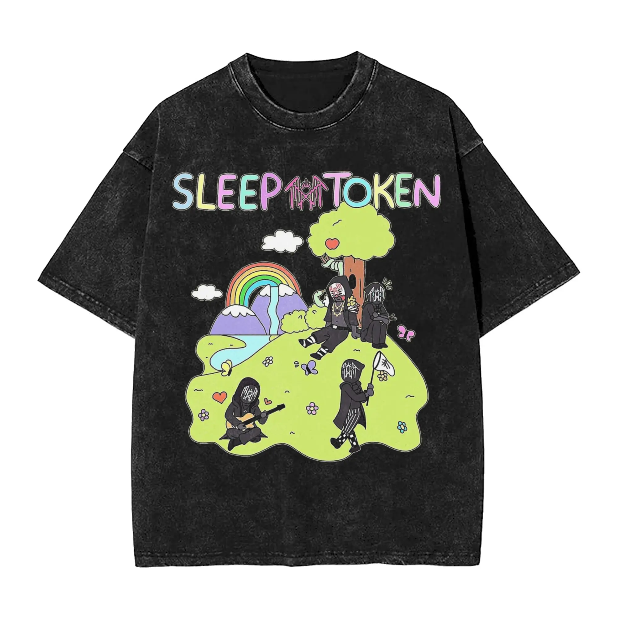 

Футболки Sleep Heavy Band в стиле хип-хоп, хлопковые футболки High Street Tokensd, ретро для мужчин и женщин, уличная одежда, летние футболки