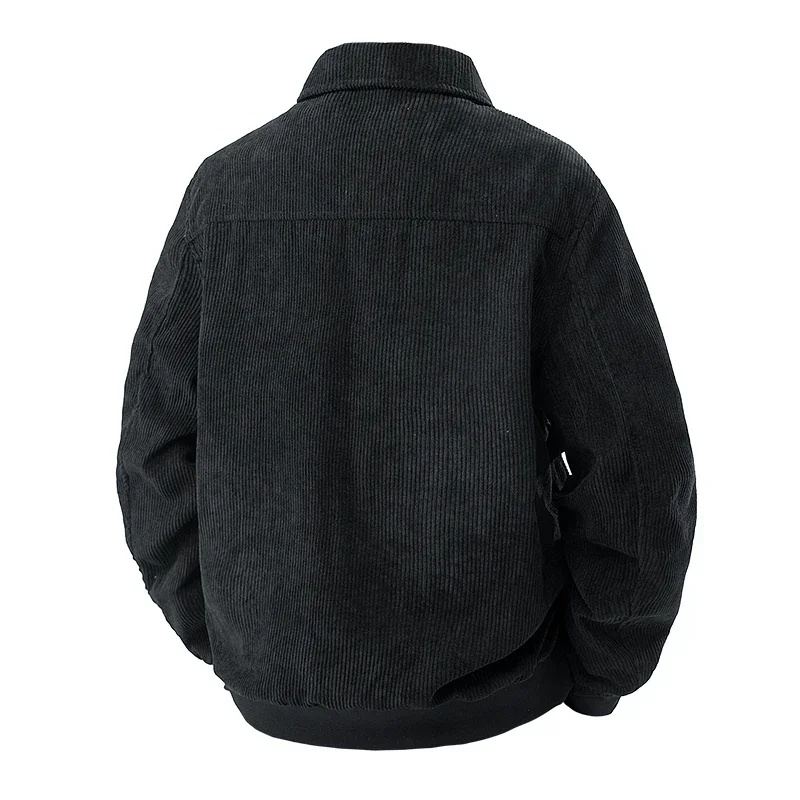 Cordjacken für Herren, Herbst-Winter-Windbreaker, einfarbige, lässige Cargo-Jacke mit mehreren Taschen, Oberbekleidung, modische Utility-Jacke – Detail 12