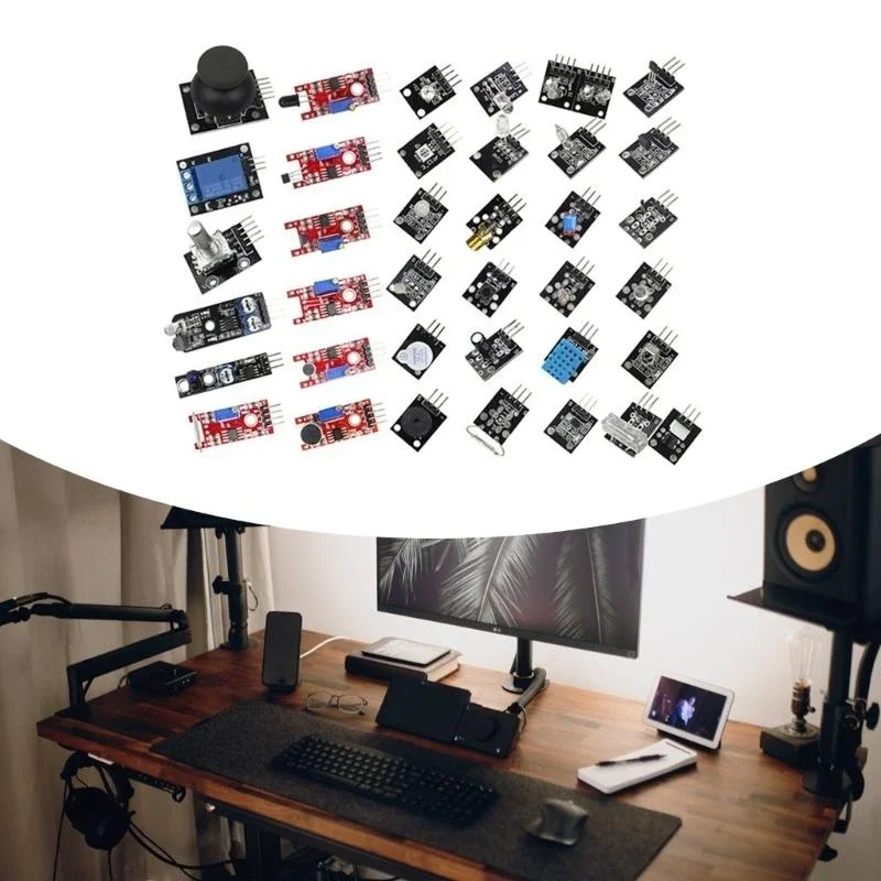 Sensor-Sortiment-Kit 37 in 1 Neues Starter-Sensor-Modul-Kit für DIY-Projekte mit Neigungsschaltmodulplatine F19E