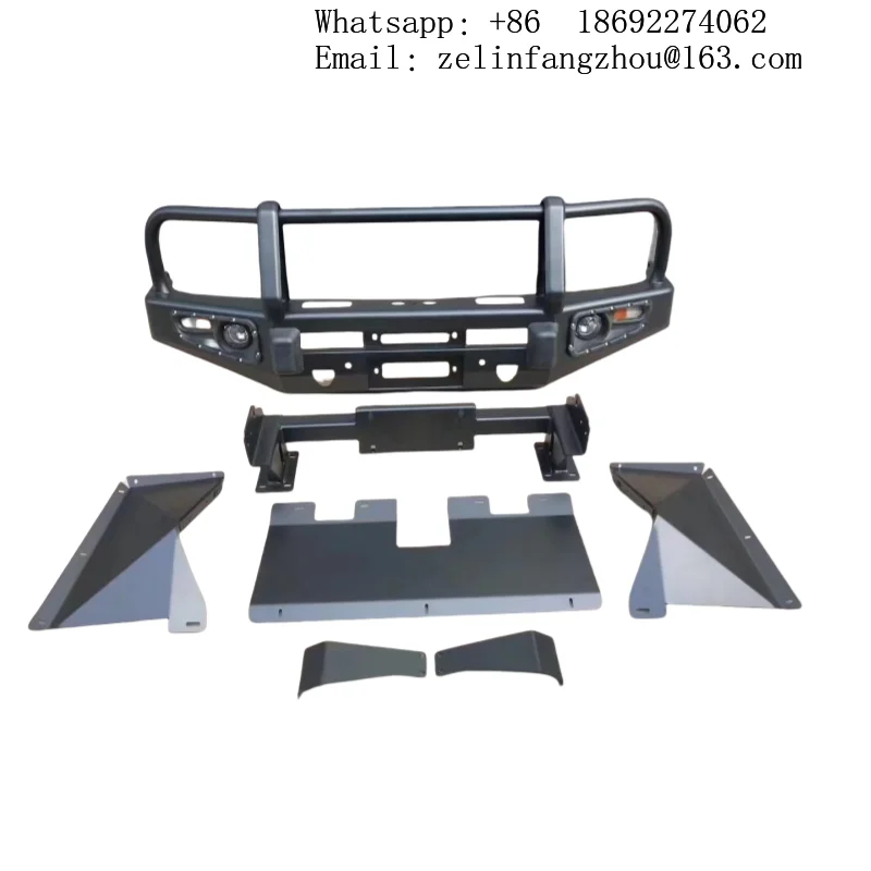 

Steel Front Bumper Kit w/ Tow Hook Cut-Outs Bolt-On Black Fit Sport L320 2005-2011 Off-Road Heavy Duty