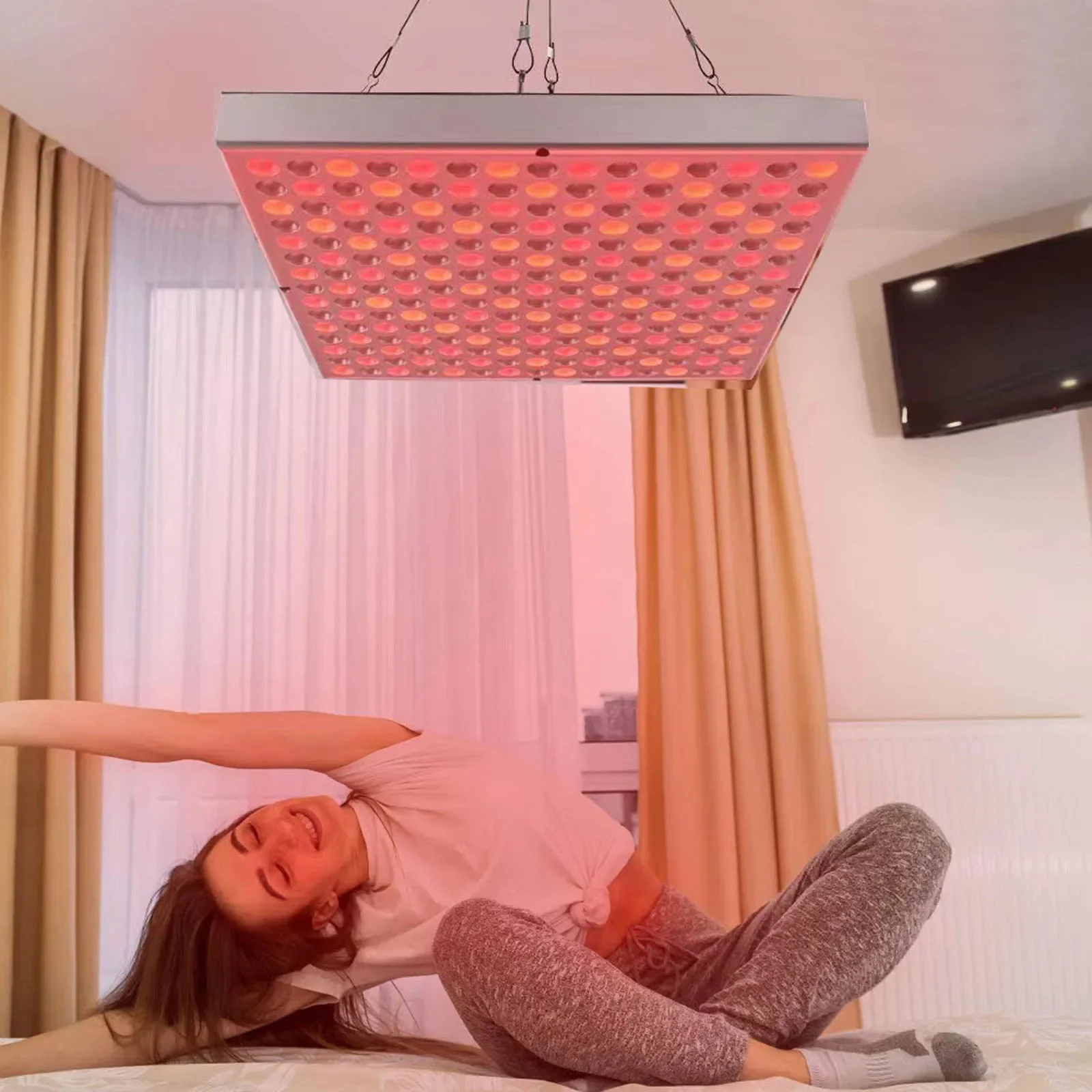 LED لوحة حمراء ضوء الوجه المضادة للشيخوخة العناية بالبشرة الجمال 144 مصباح ليد أدوات العلاج الطبيعي الجسم مصباح الاسترخاء اليوغا