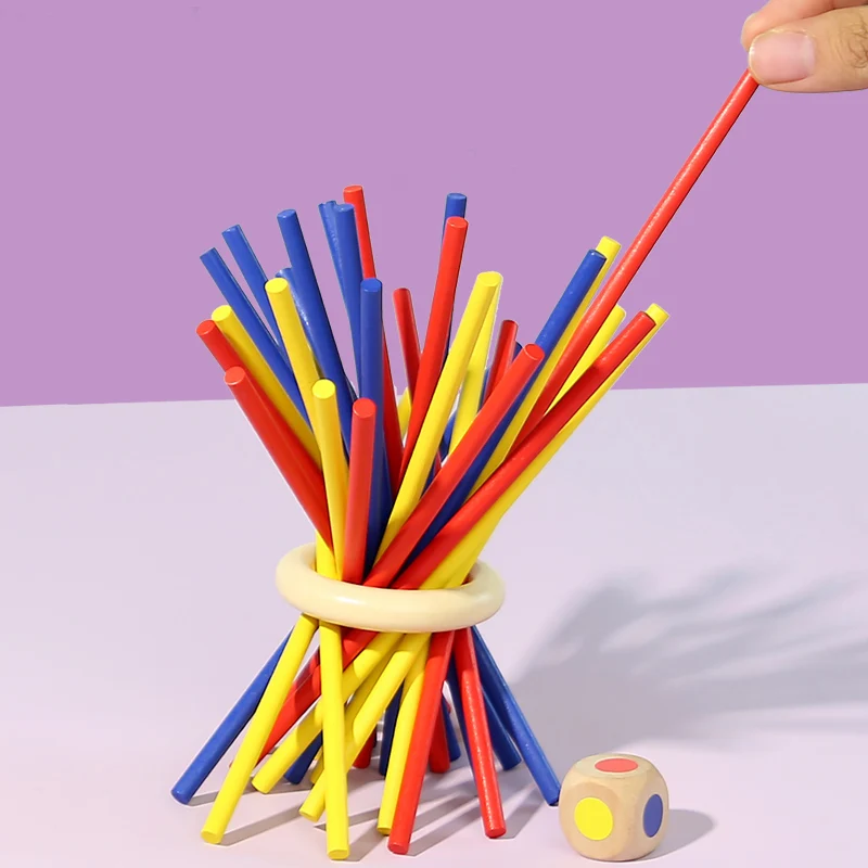 Bâtons en bois, Puzzle à empiler stable, jouets pour enfants en bas âge, Montessori, couleurs assorties, motricité Fine, jouets éducatifs sensoriels