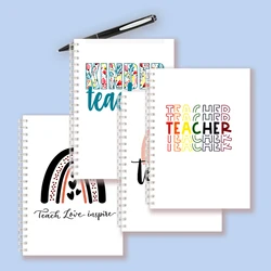 A5 Spiral Notebook - Teach Love Inspire - Rainbow Note Book Writing Pad Journal Teacher Life Day Gift Appreciation Floral Design