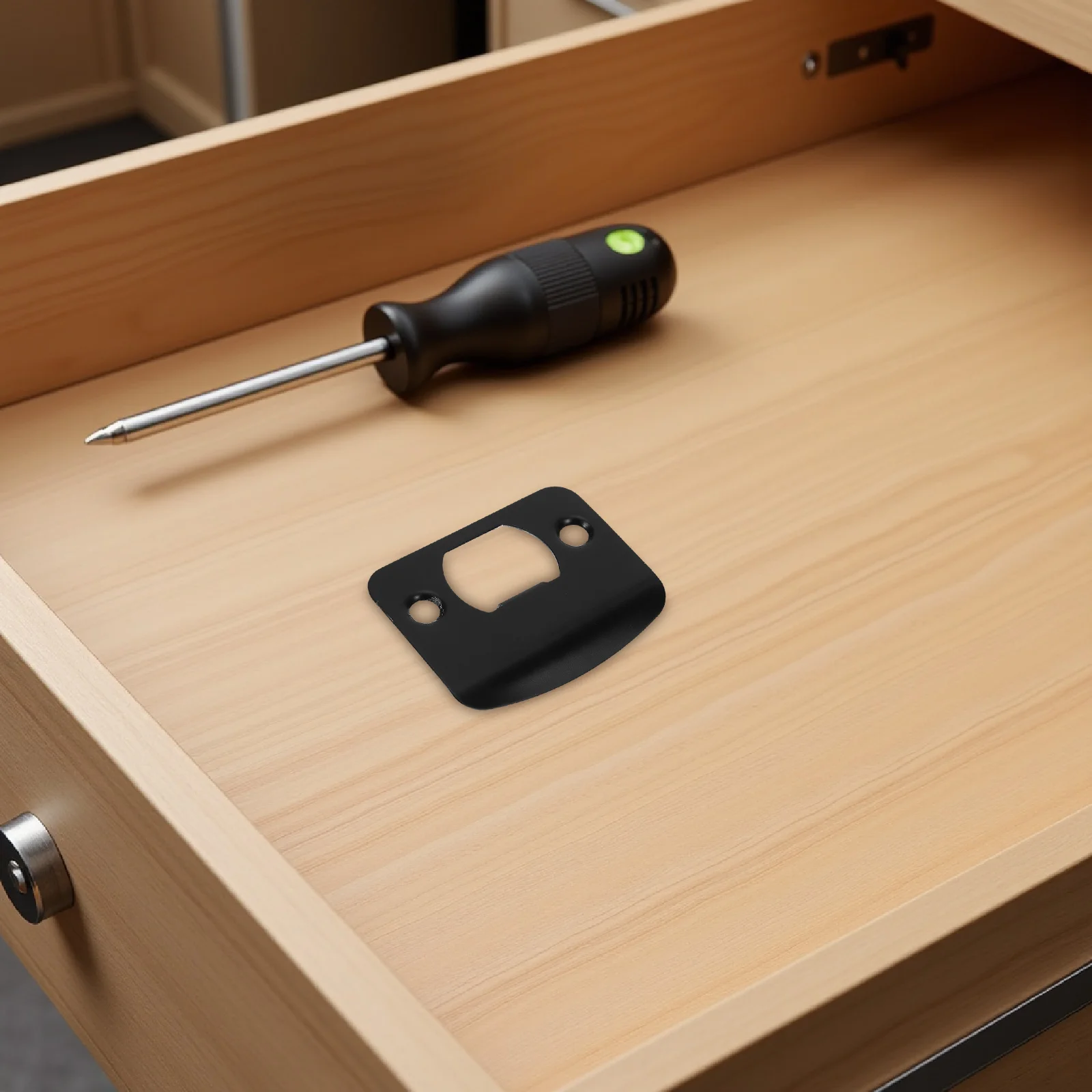 

4pcs Door Strike Plates Stainless Steel Black Round Corner For Door Jamb Frame Security Reinforcement Hardware