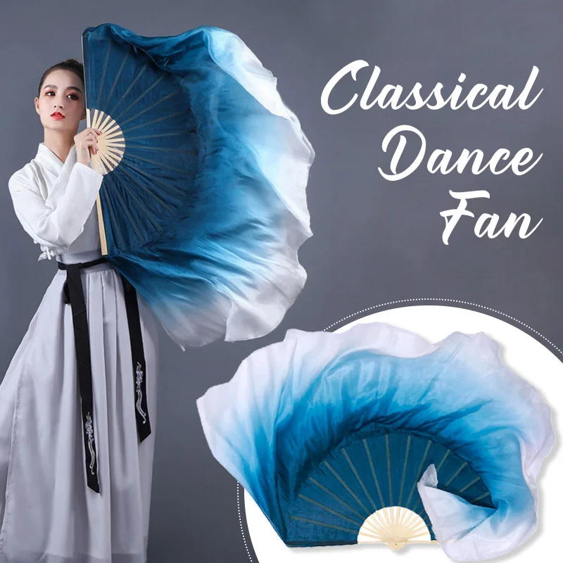 Donne Folk Dance Fan Half Circle Gradient Simulation Silk Veil Fan Gradient Color danza classica Folk Yangko Performance puntelli