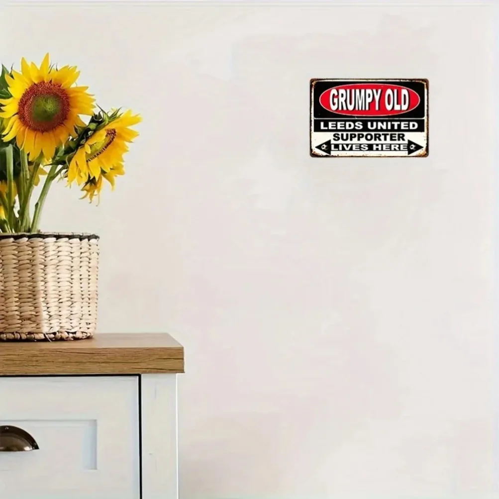 1 قطعة 12x8 "جرومي أولد ليدز يونايتد الداعم يعيش هنا" علامة القصدير خمر | الرجعية جدار الفن | ديكور بار المنزل هدية العيد #5