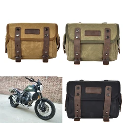 Retro Motorcycle Saddle Bag Waterproof Motorbike Side Bag Large Capacity Saddlebags Canva Motorcycle Backpack Vintage