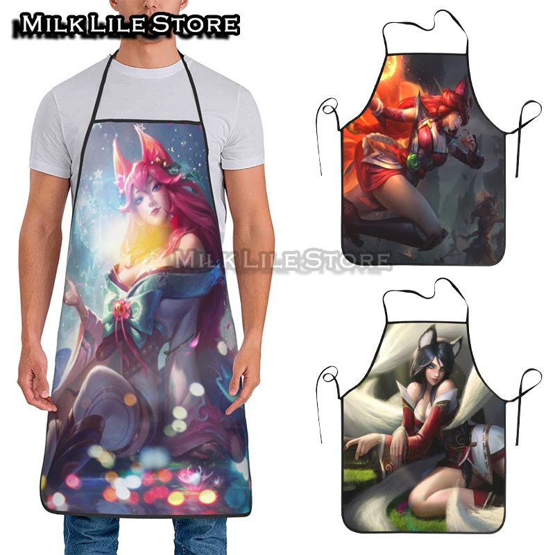 

New Fun Apron Game League of Legends Ahri Kitchen Apron Dinner Party Cooking Apron Adult Baking Accessories