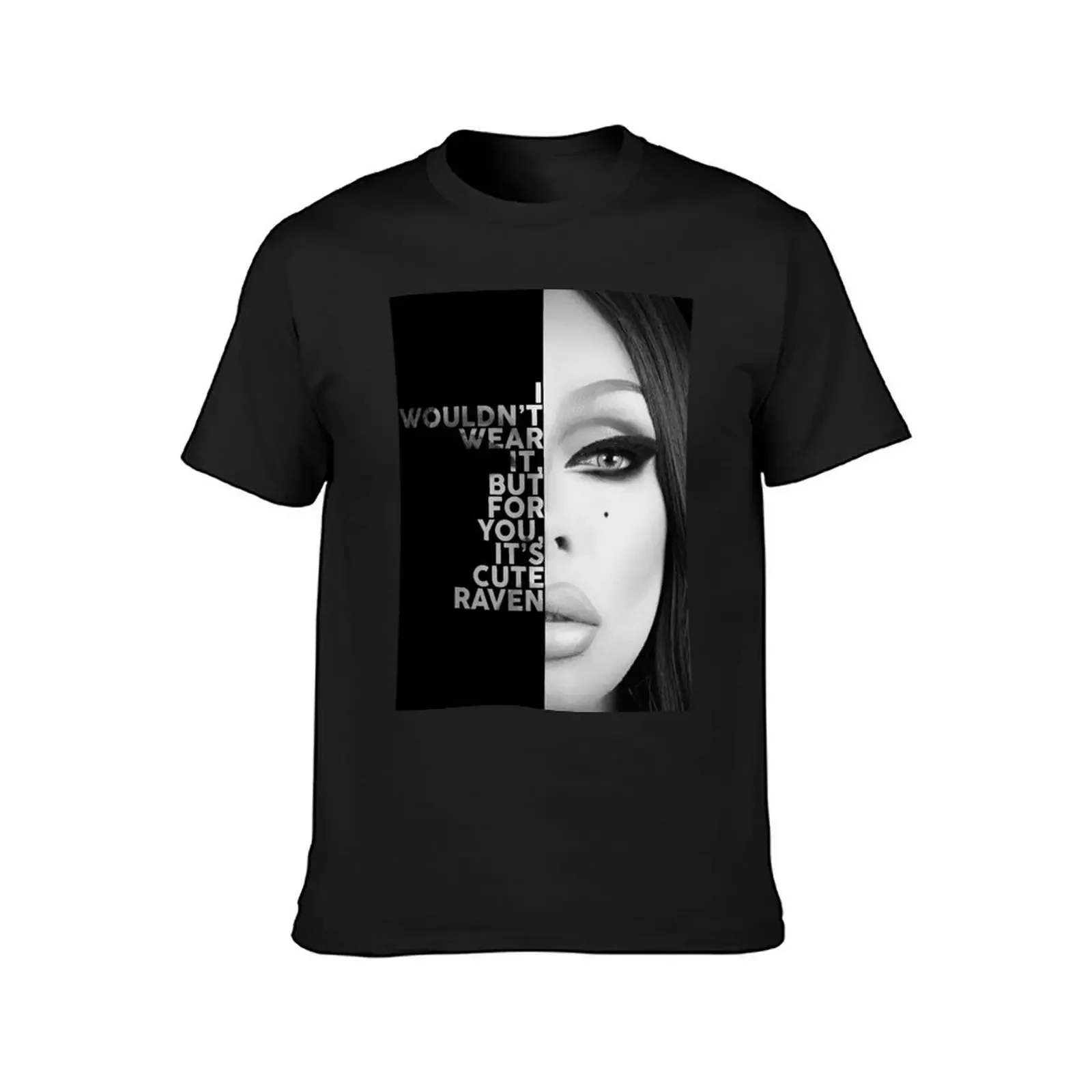 Raven Text Portrait T-Shirt anime clothes oversizeds aesthetic clothes mens graphic t-shirts