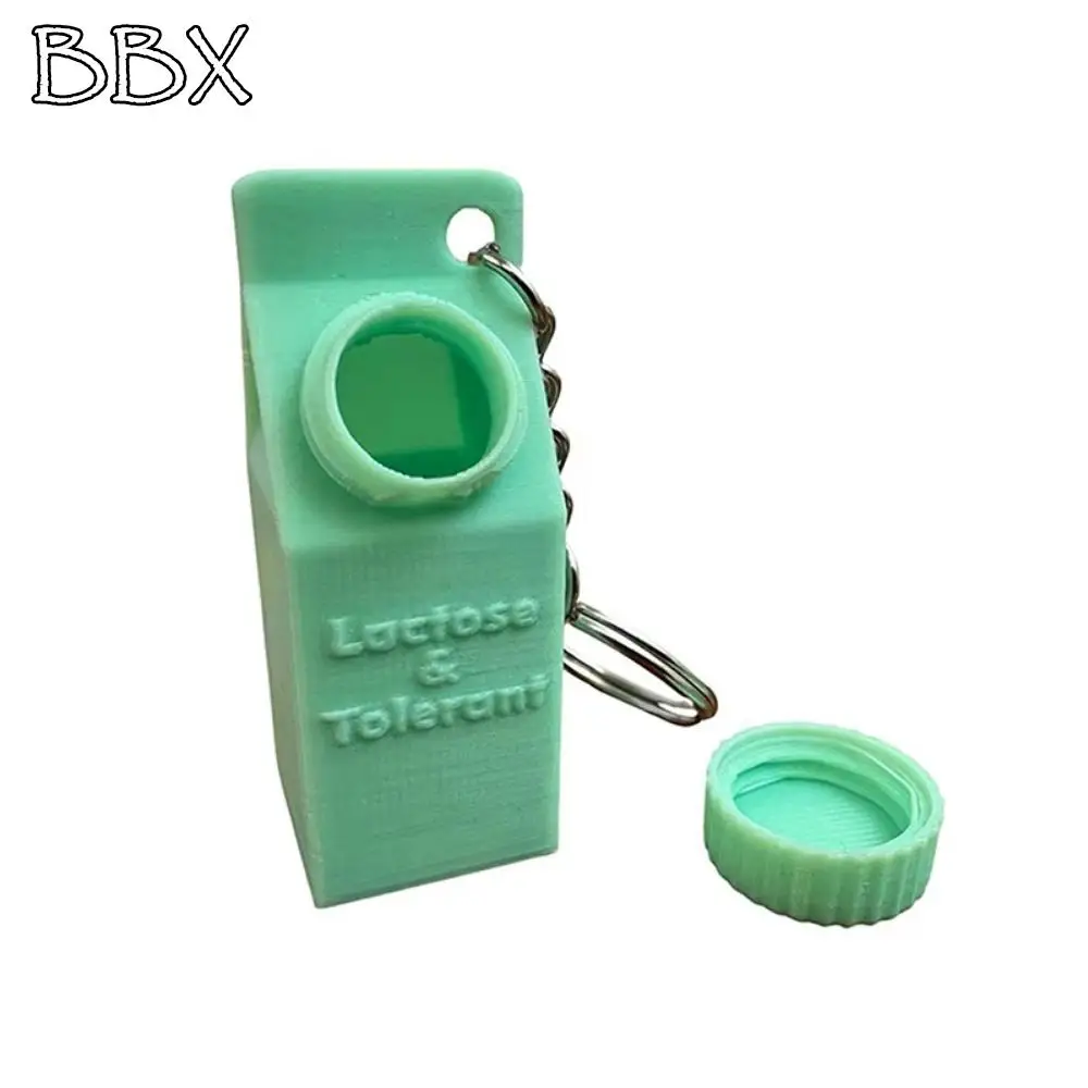 

2 Pcs Cartoon 3D Printed Milk Pendant Cute Unique Mini Milk Pill Container Delicate Keychain Backpack Ornament Bag Accessories