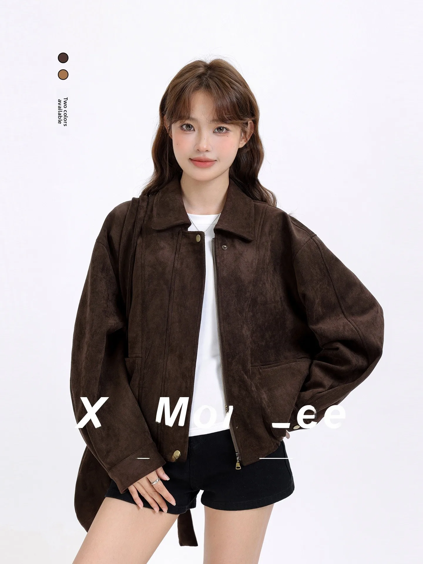 

Fall Winter New Sle Suede ort Jaet American Retro High-End Sensation Slimming Versatile Women's Faion Korean Stand...