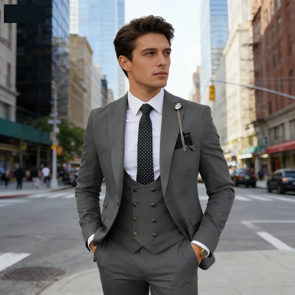 

Оранжевый мужской костюм-тройка Slim Fit для свадьбы, торжественных мероприятий и деловых встреч: пиджак + жилет + брюки