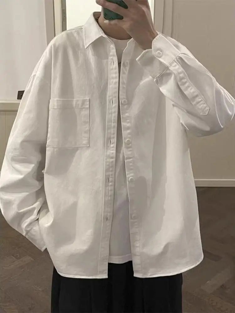 

Pure Cotton Vintage ket Collar Long Sve Men's irt Loose Workwear Japanese Sle Outerwear Spring Autumn New Arrival