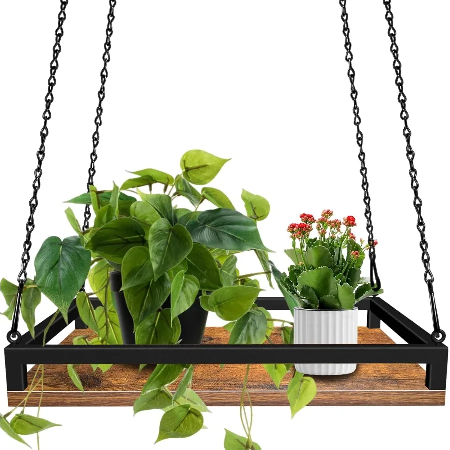 

Plant Hanger Indoor 16 Wooden Hanging Plant Holder with Metal Frame Large Hanging Planter for Indoor Plants Load 50LB Hanging P