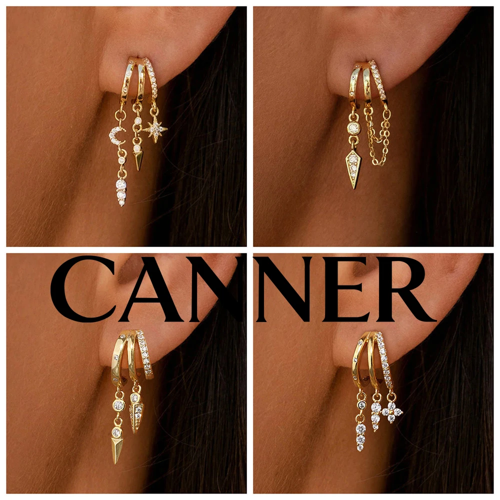 

CANNER, новые серьги из серебра 925 пробы с золотым жемчугом и пчелой, нерегулярные серьги со звездой и луной для женщин, трендовые модные украшения, подарки на день рождения