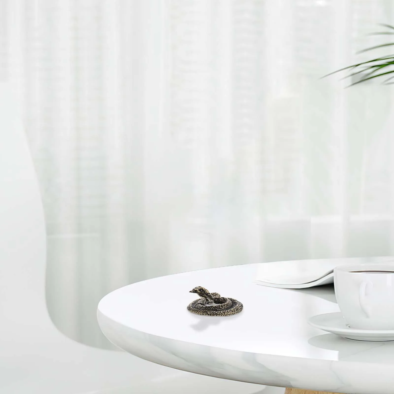 

Unique Brass Snake Sculpture Miniature Metal Ornament Retro Home Office Desktop Decor Small Brass Snake Decor Figurine