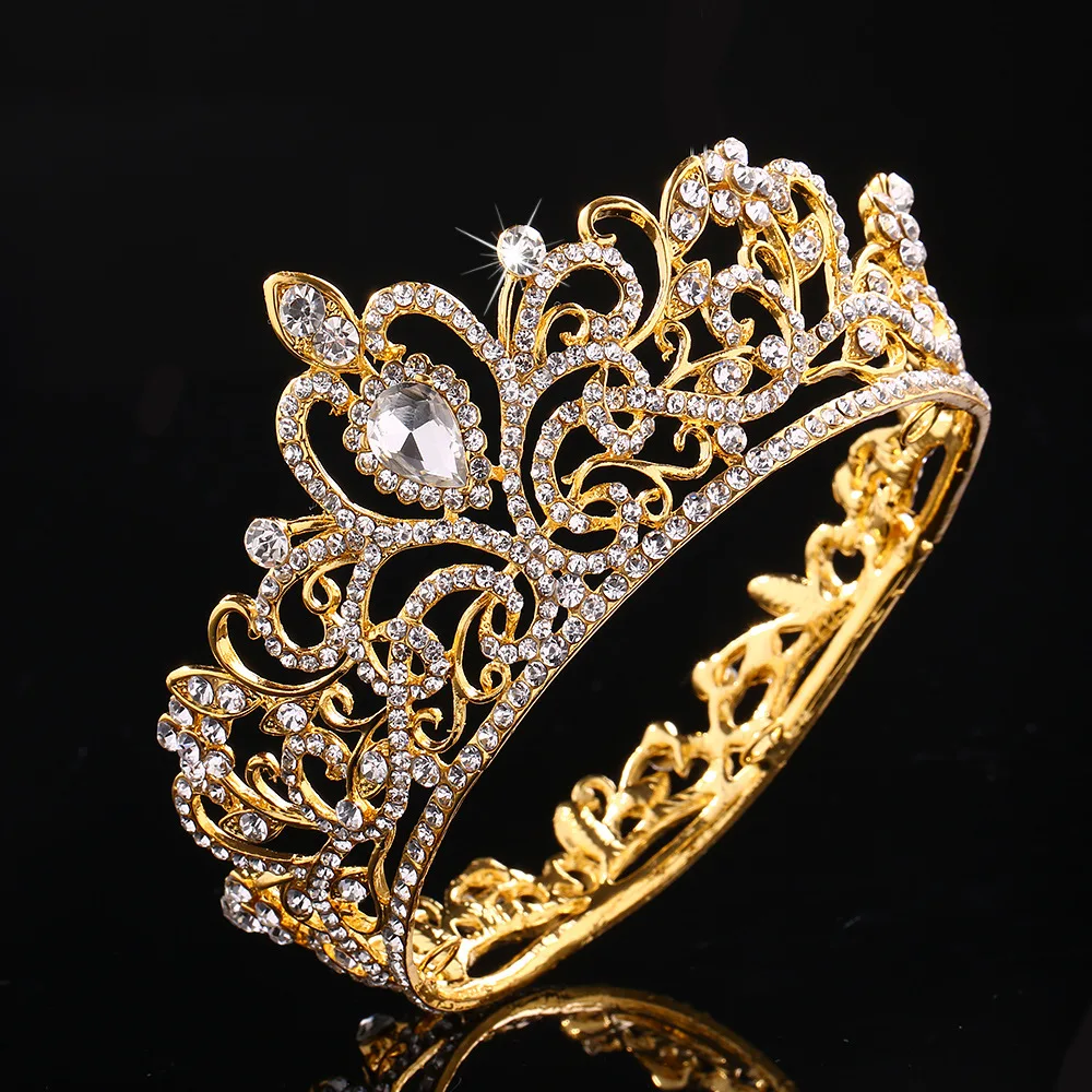 A Light Luxury Fashion Popular Bridal Alloy Diamonds Big Full Crown Birthday Stage Party Wedding Dress Accessories