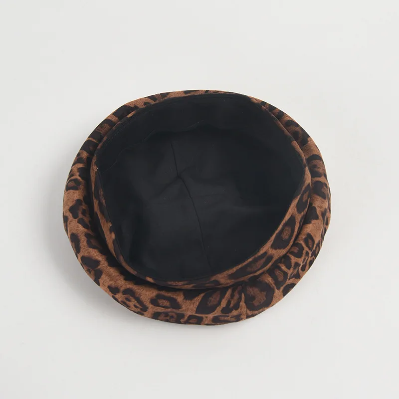 USPOP Autumn Winter New Leopard Print Beret Hat for Women Fashion Retro Suede Hat