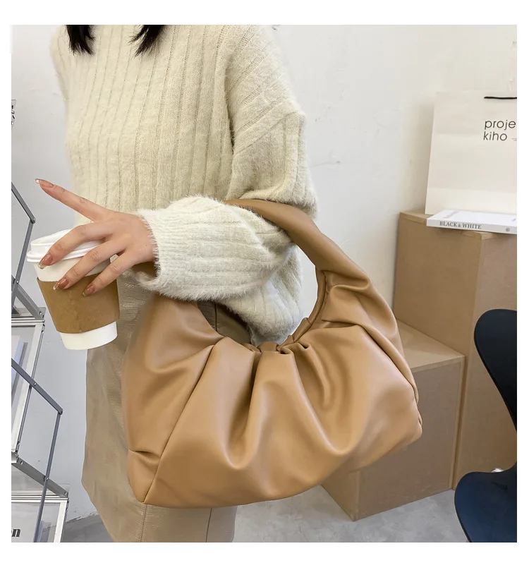 New Female Bag Tote Luxury Brand Women\'s Handbag Soft Pu Leather Shoulder Bags for Women Folds Dumpling Totes Handbags New