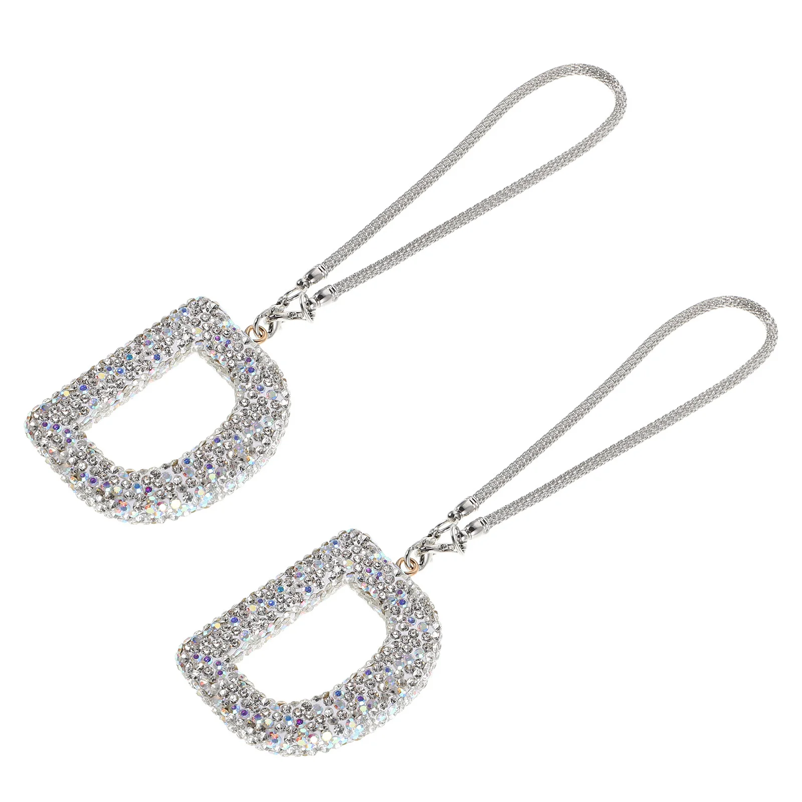 

2pcs Car Hanging Ornament Bling Crystal Letter D Decor For Women Auto Interior Rearview Mirror Jewelry Universal