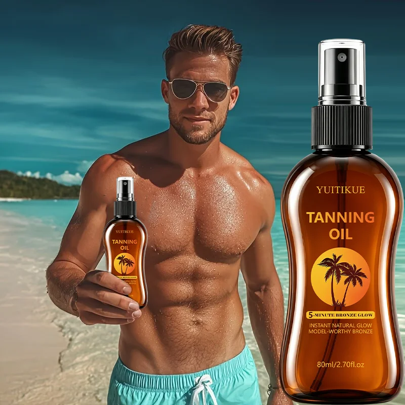 YUITIKUE 80ml Self Tanning Spray Sunless Formula With Carrot & Coconut Oil Hydrate Skin Long Lasting Bronze Complexion