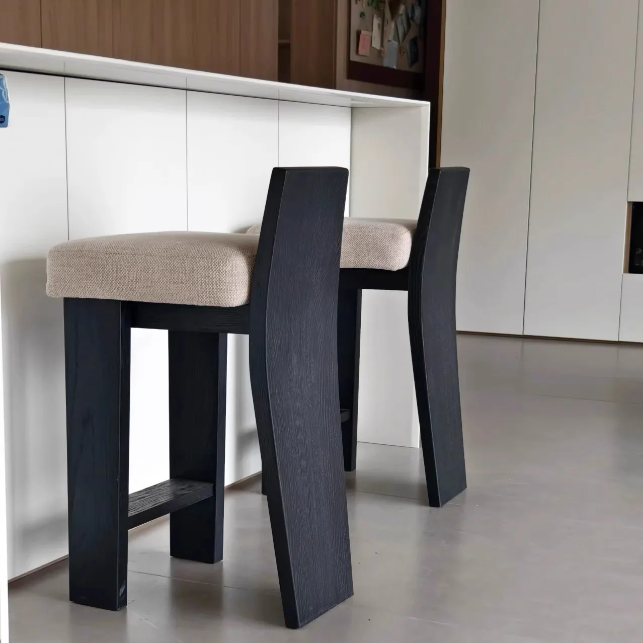 

#！ Medieval Wabi-Sabi Style Solid Wood Bar Stool High Stool Chair for Restaurants Dining Living Room Bedroom-Industrial Style I