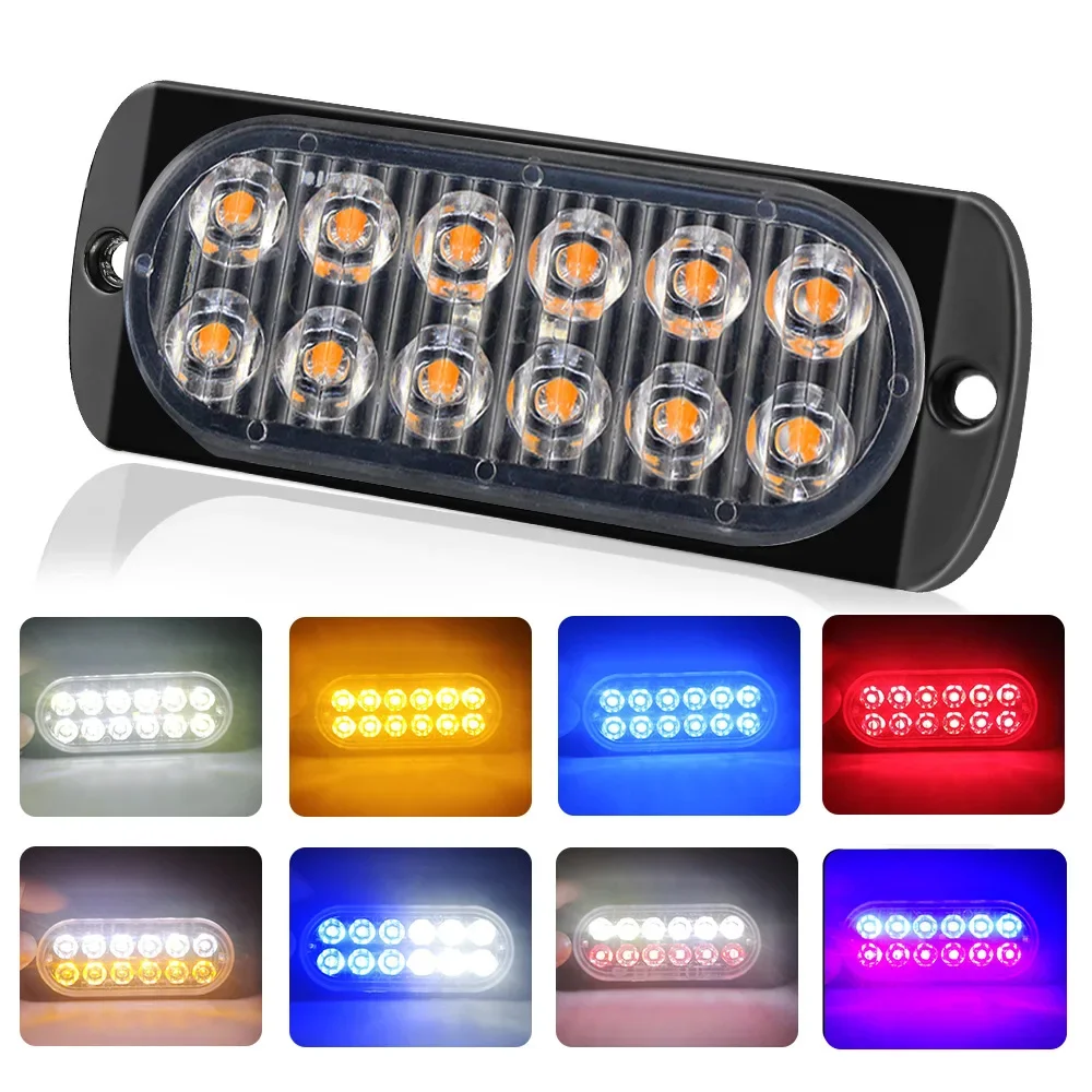 2x Truck 12V 24V 6smd LED Strobe Warning Light Strobe Grille Flashing Lightbar Car Beacon Lamp Amber Yellow White Traffic Light