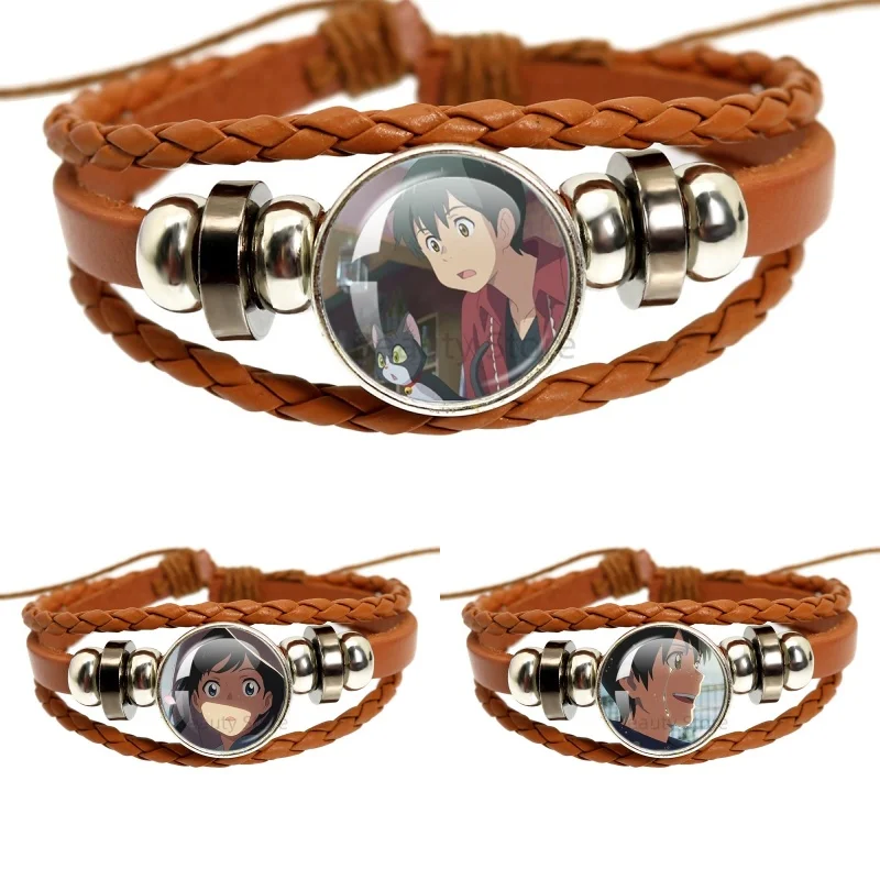 New Style W-Weathering with you Character Hodaka and Hina 18mm Brown Leather Bracelet Glass Handmade Bracelet Jewelry Gift