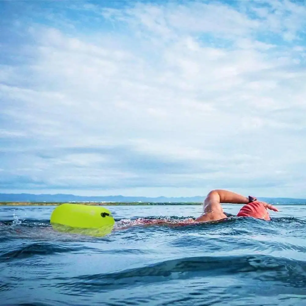 Gonfiabile aperto nuoto boa traino galleggiante Dry Bag doppio Air Bag con cintura in vita per Sport acquatici nuoto stoccaggio galleggiante strumenti