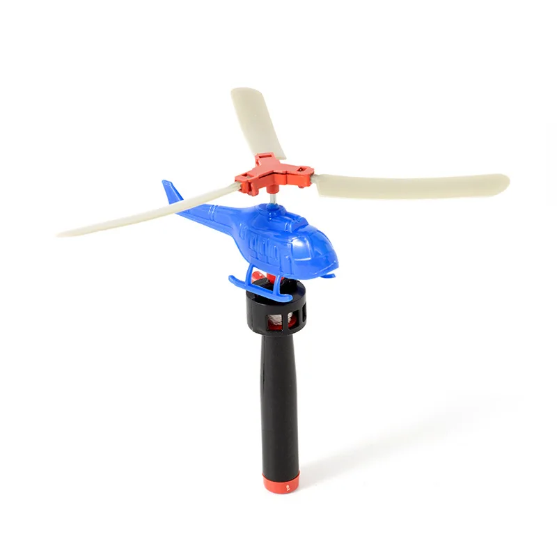 1PCS Kids Outdoor Sports Flying Toys Handle Pull Wire Planes Toys Flying Toy Helicopter for Kids, 360° Rotating Helicopter