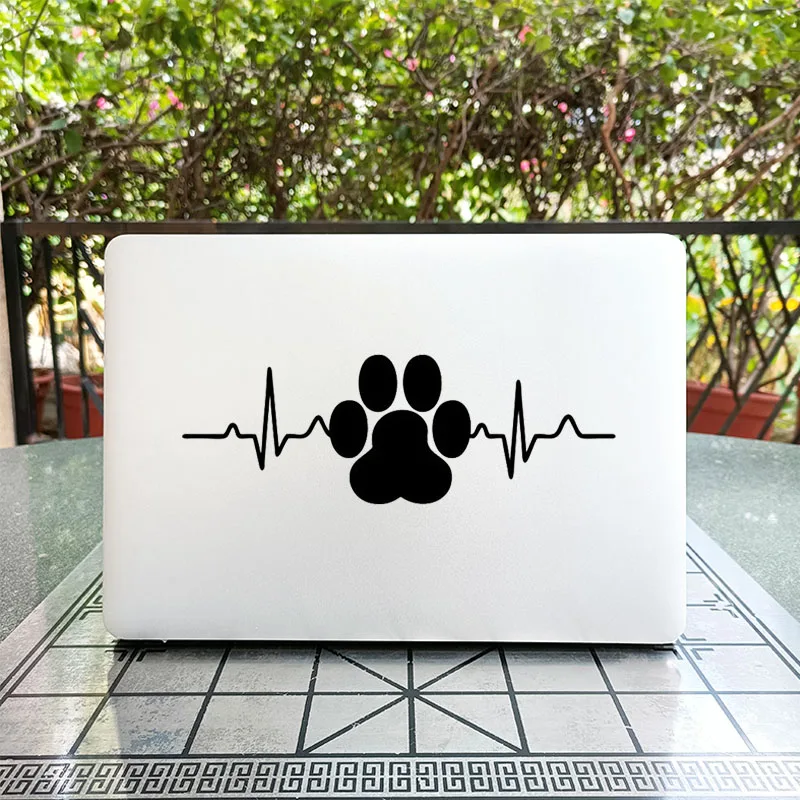 Pet Paw Print Heartbeat Vinyl Laptop Decal for MacBook Air Asus Dell Mac Skin 13 14 15 Inch Durable Waterproof Notebook Sticker