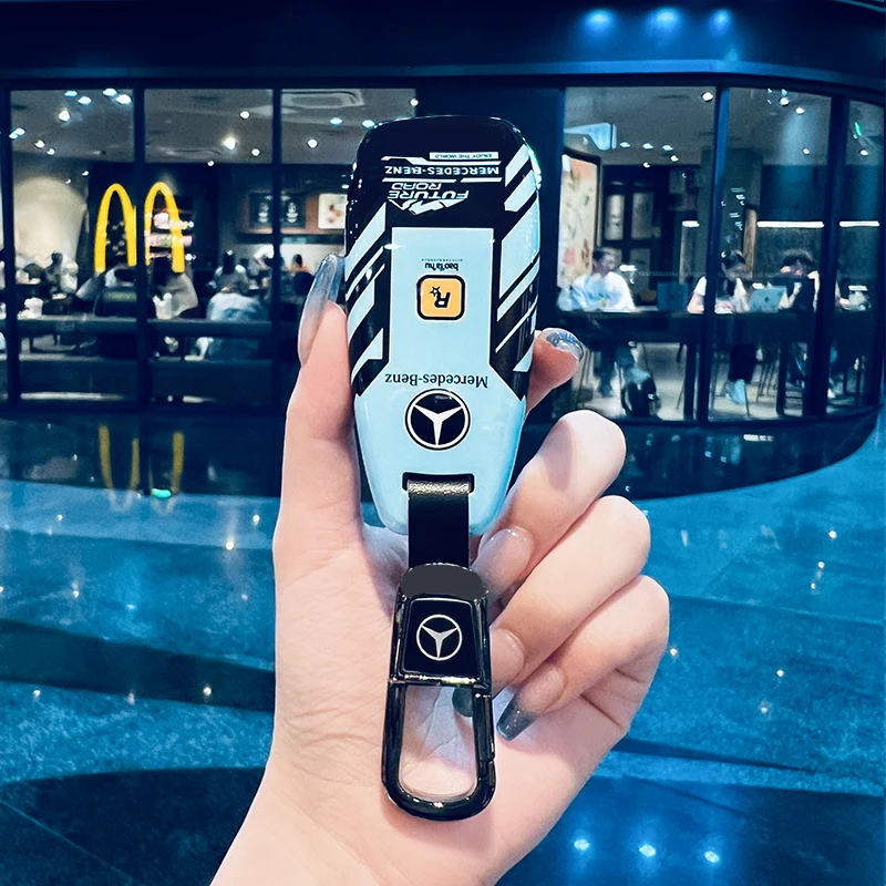 

Car Key Case Cover For Mercedes Benz A C E S G Class GLC CLE CLA GLB GLS W177 W205 W213 W222 X167 AMG Keychain Fob