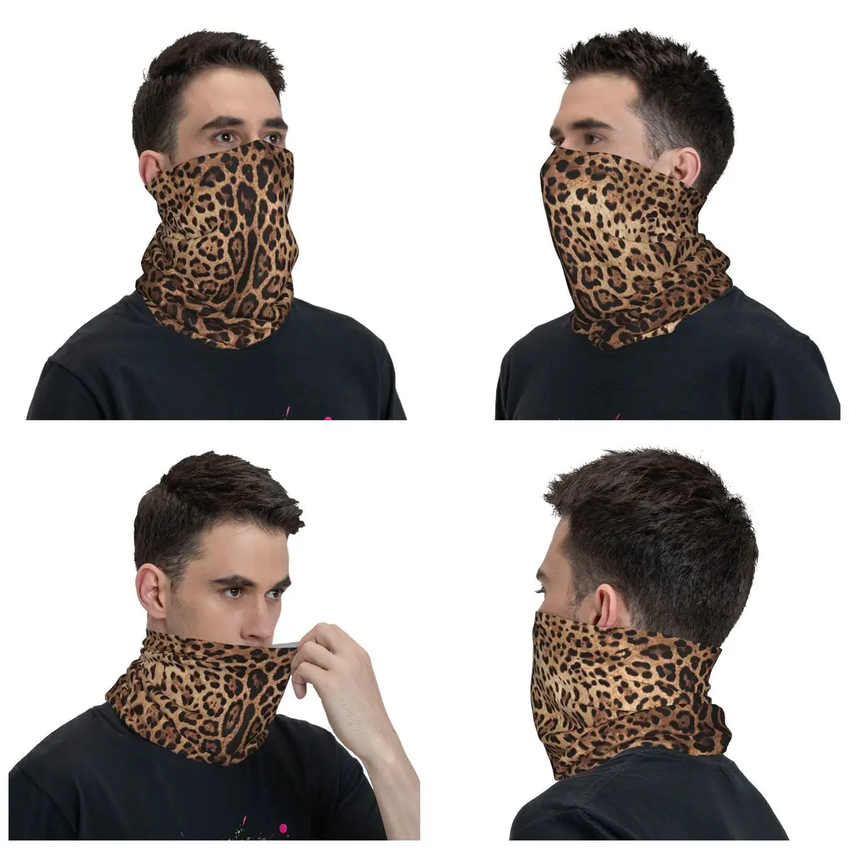 Tiger Cheetah Skin Animal Print Pattern Bandana Neck Gaiter Windproof Face Scarf Cover Women Men Headband Tube Balaclava