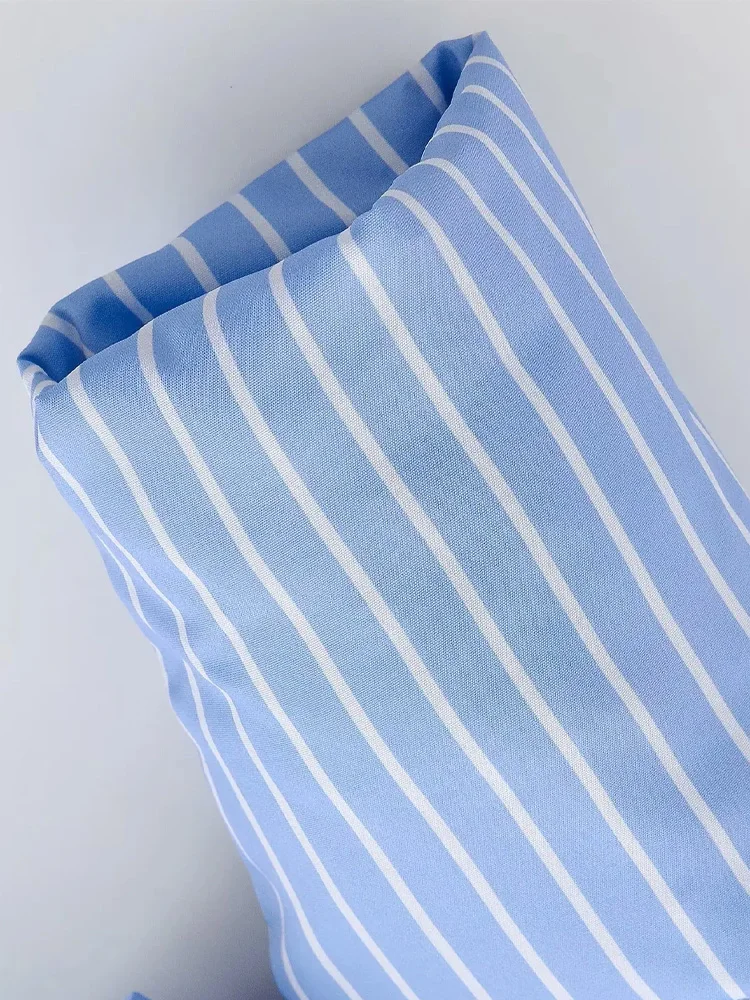 HH 여성 겨울 패션 긴 소매 스탠드 칼라 블루 앤 화이트 스트라이프 장식 코튼 코트 여성 캐주얼 따뜻한 재킷