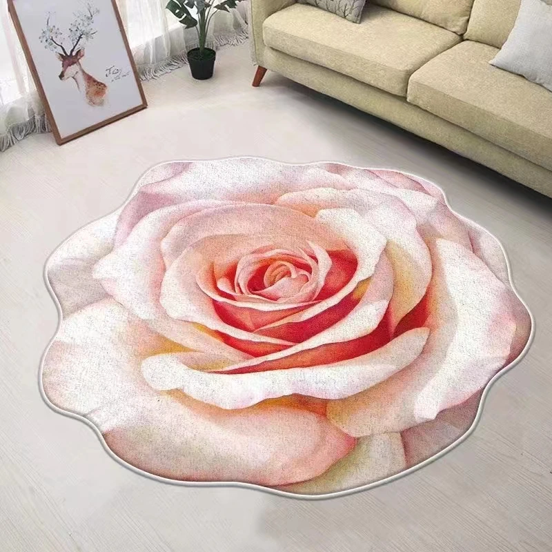 Alfombras chinas para sala de estar, alfombrilla suave y esponjosa para salón, decoración Irregular de dormitorio, flores, gruesa, redonda, lavable,