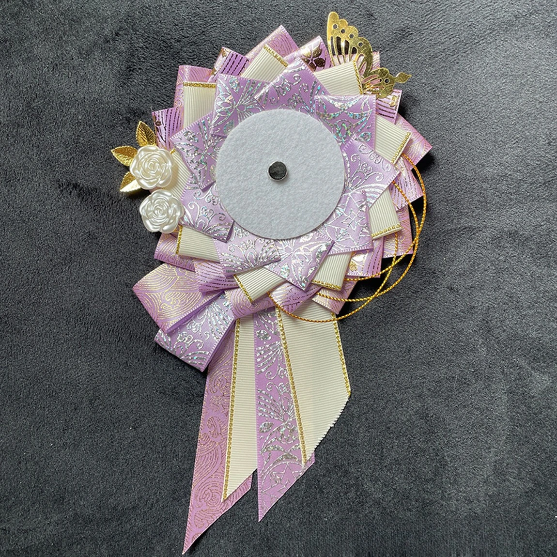 Fashionable Ribbon Ita Bag Cosplay Accessory: Rosette Flower Pin Badge Holder Base Decor for FM Style Enthusiasts