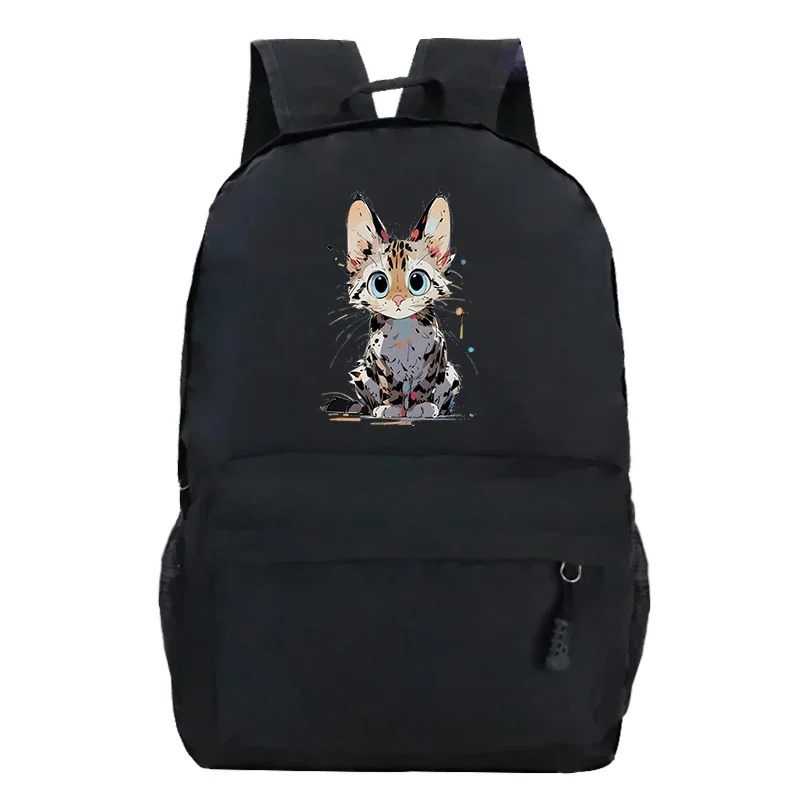 

School Backpacks Cartoon Cat Classic Trend Travel Backpack Funny Cat Bookbag Large Capacity Computer Teens Schoolbags