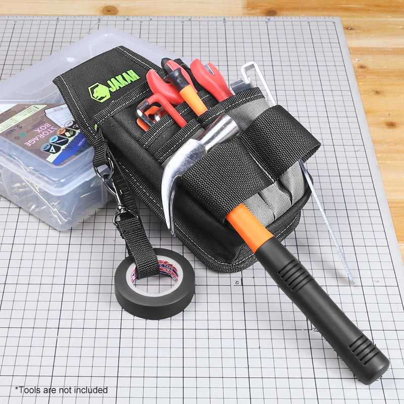 Mini-Werkzeugtasche aus ballistischem Nylon mit mehreren Taschen für Elektriker, professioneller Werkzeugkasten für effiziente Organisation, Schwarz – Detail 4