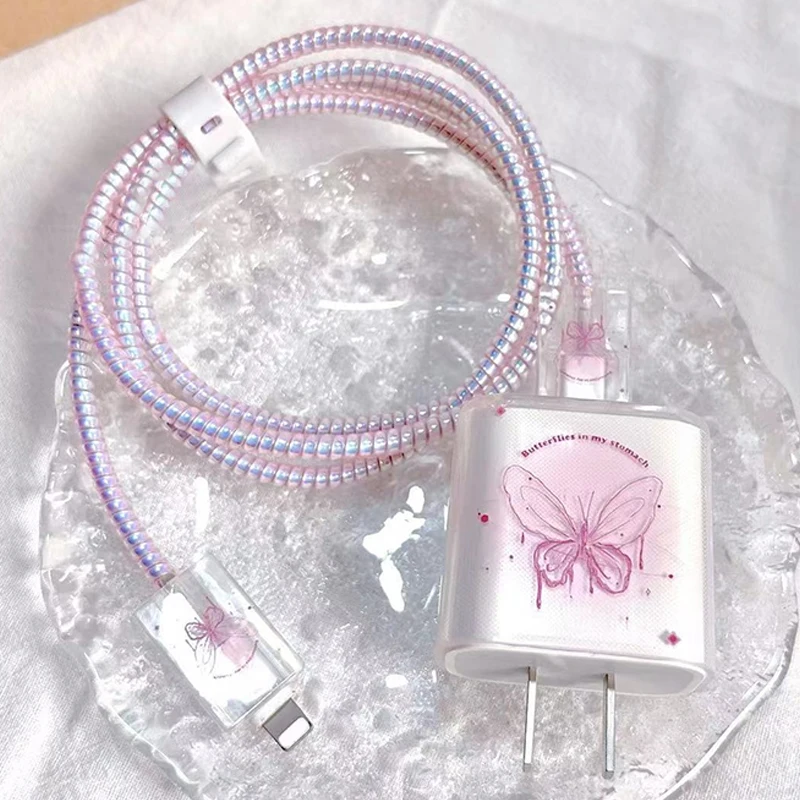 Charger Protectors Cover Ins Spider Butterfly Chargers Case Anti-Breaking Cable Winder For IP 18/20w Charger For IPhone12 13 14