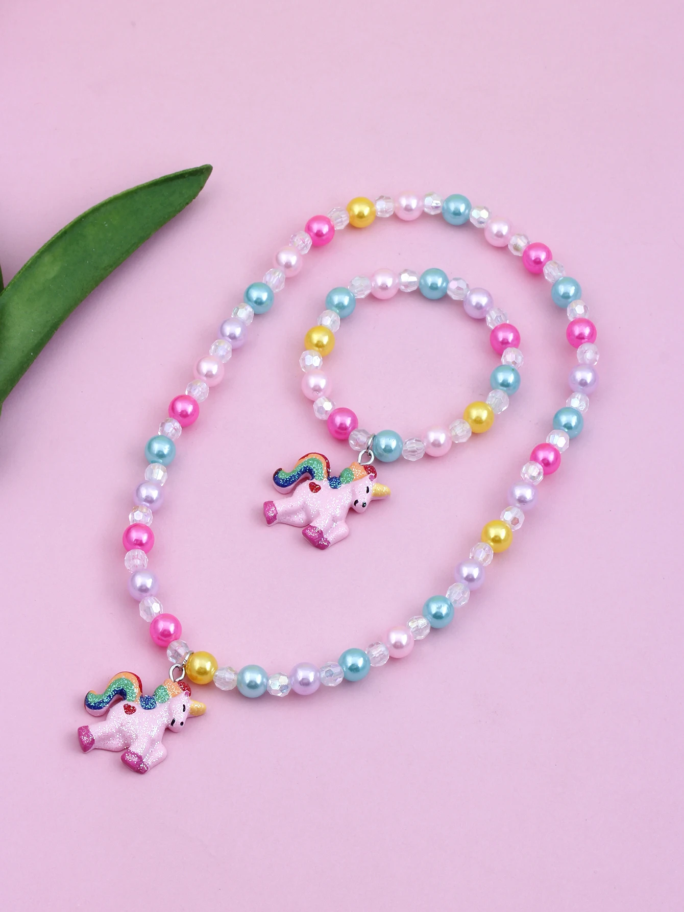 2pcs Girls Unicorn Decor Jewelry Set