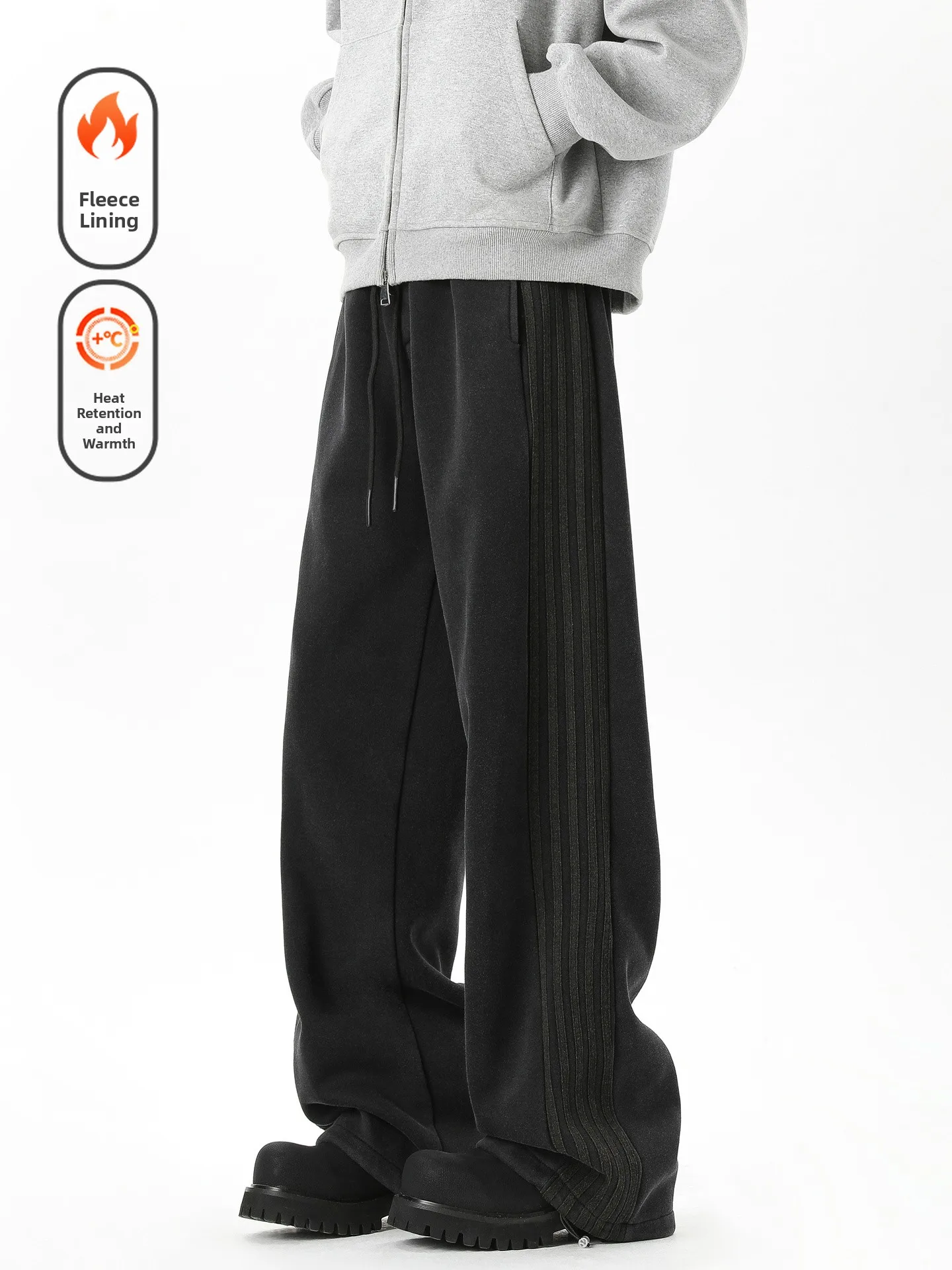 

Wukong Has Sto Trendy American Retro Striped Waed Fce Men's Loose Casual Pants Wide Leg Comfortable Winter Wear