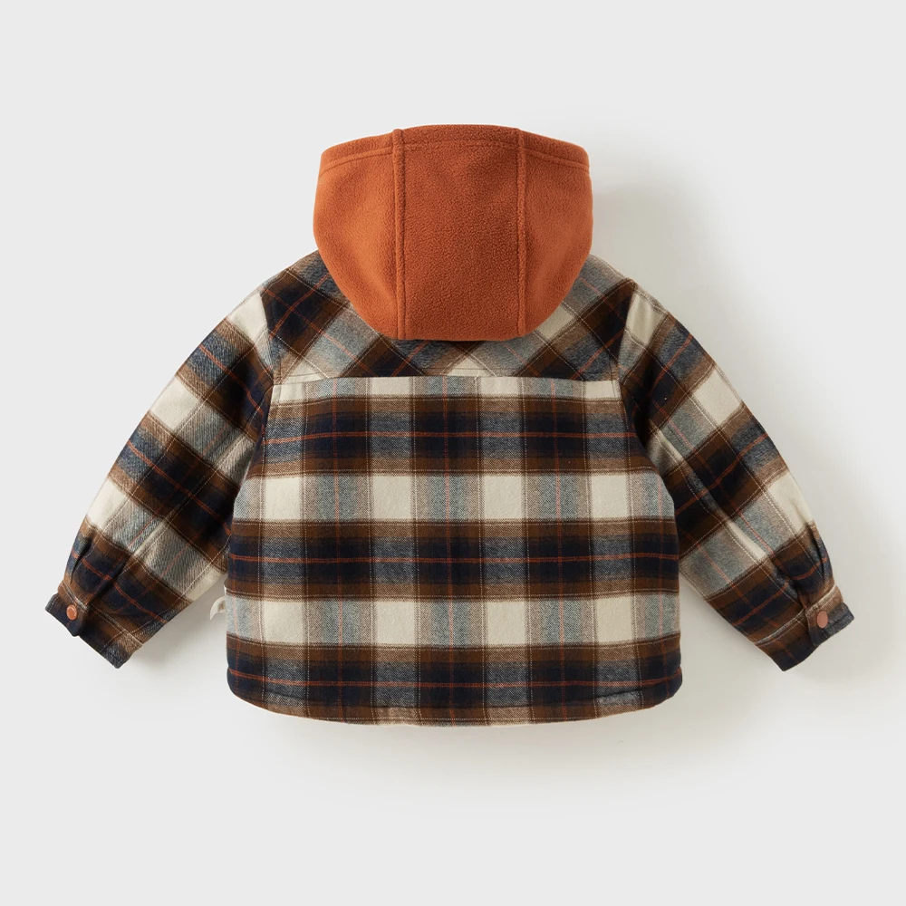 Dave Bella Kids' Padded Jacket Warm Coat For a Boy Children's Winter Shirt 6 to 14 Years Hooded Clothing Fashion Plaid DB4263641