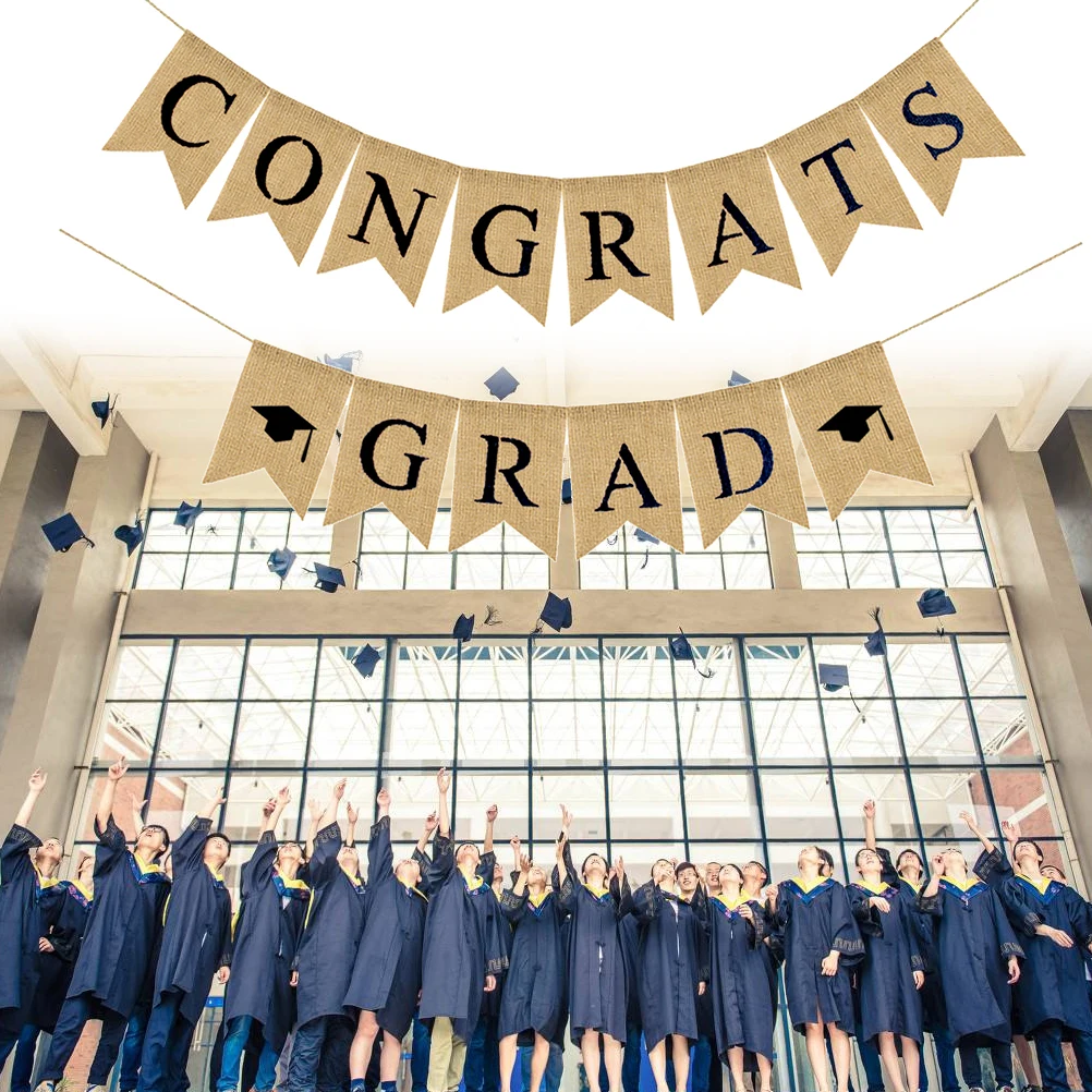 

Graduation Party Decoration Banner Wall Hanging 2019 CONGRATS Flag Linen Banner Decor Special Letter Design Indoor Outdoor