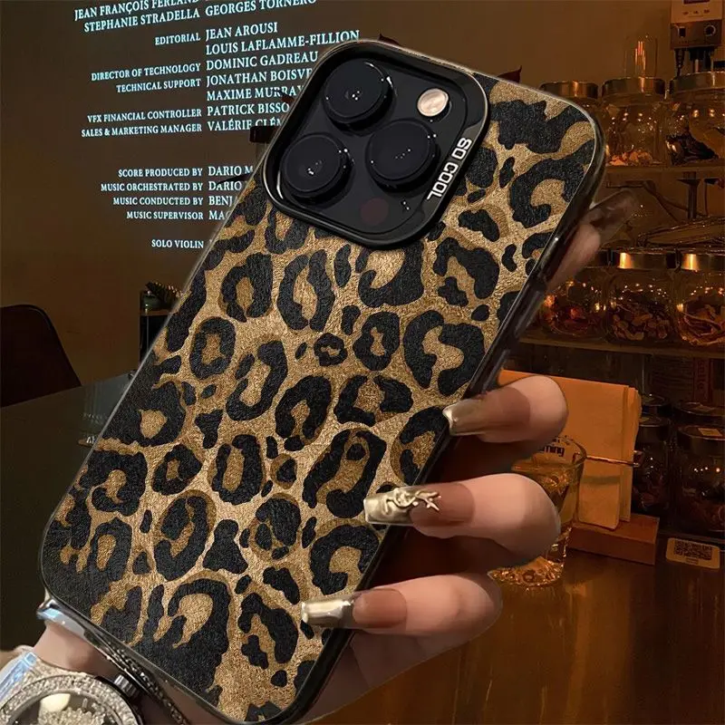 Creative Leopard Print Phone Cases For IPhone 15 ProMax 11 12 13 14 Pro Max X XR XSMax 7/8 15 Plus Laser Plated Silicone Cover