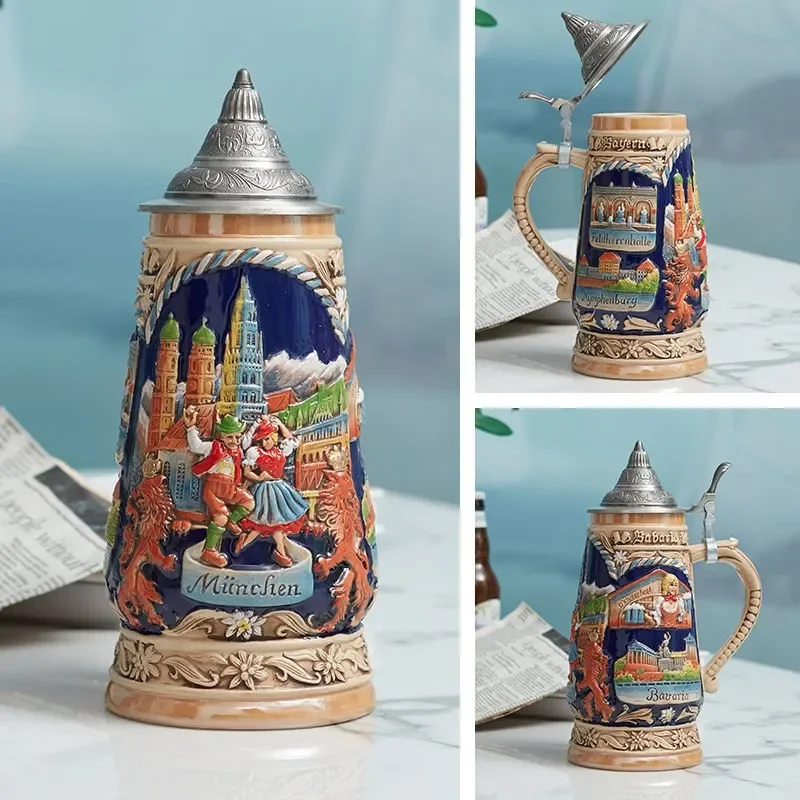 for Ceramic Personality Mug Handmade German Beer Mug Bar Creative Featured Water Wine Cup