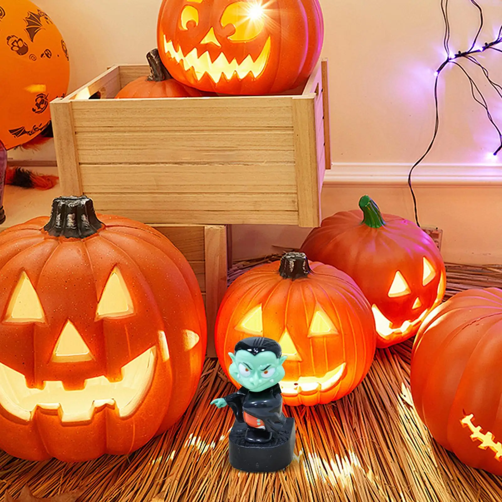 Car Bobble Dashboard Halloween Solar-Powered Vampire Shaking Head Doll Decorative Interior Accessories For Men Women Driver