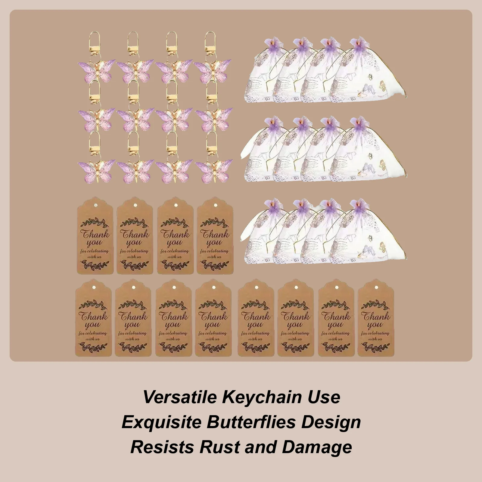 

36pcs Charm Butterfly Keychain Zinc Alloy Butterfly Keyrings Bag Pendant Lightweight Trendy Keychain Souvenir Pendant For Women