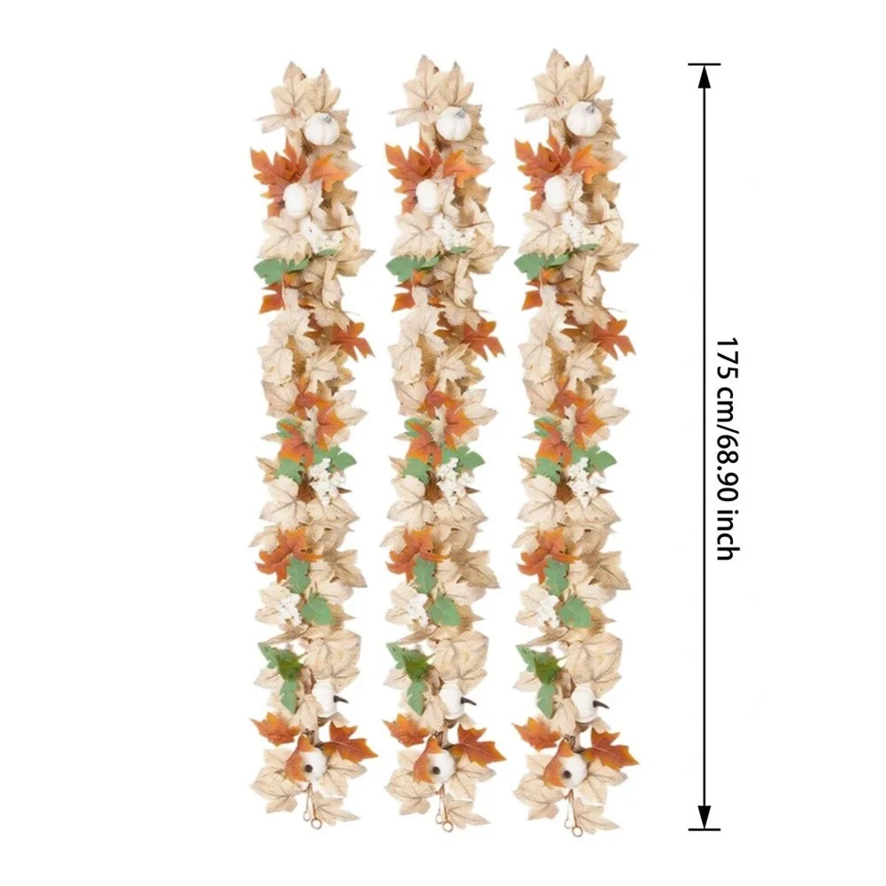 3pcs Artificial Maple Leaves Vine 175cm Realistic Garland For Autumn Home Wedding Party Decor Indoor Outdoor Brown Decorations