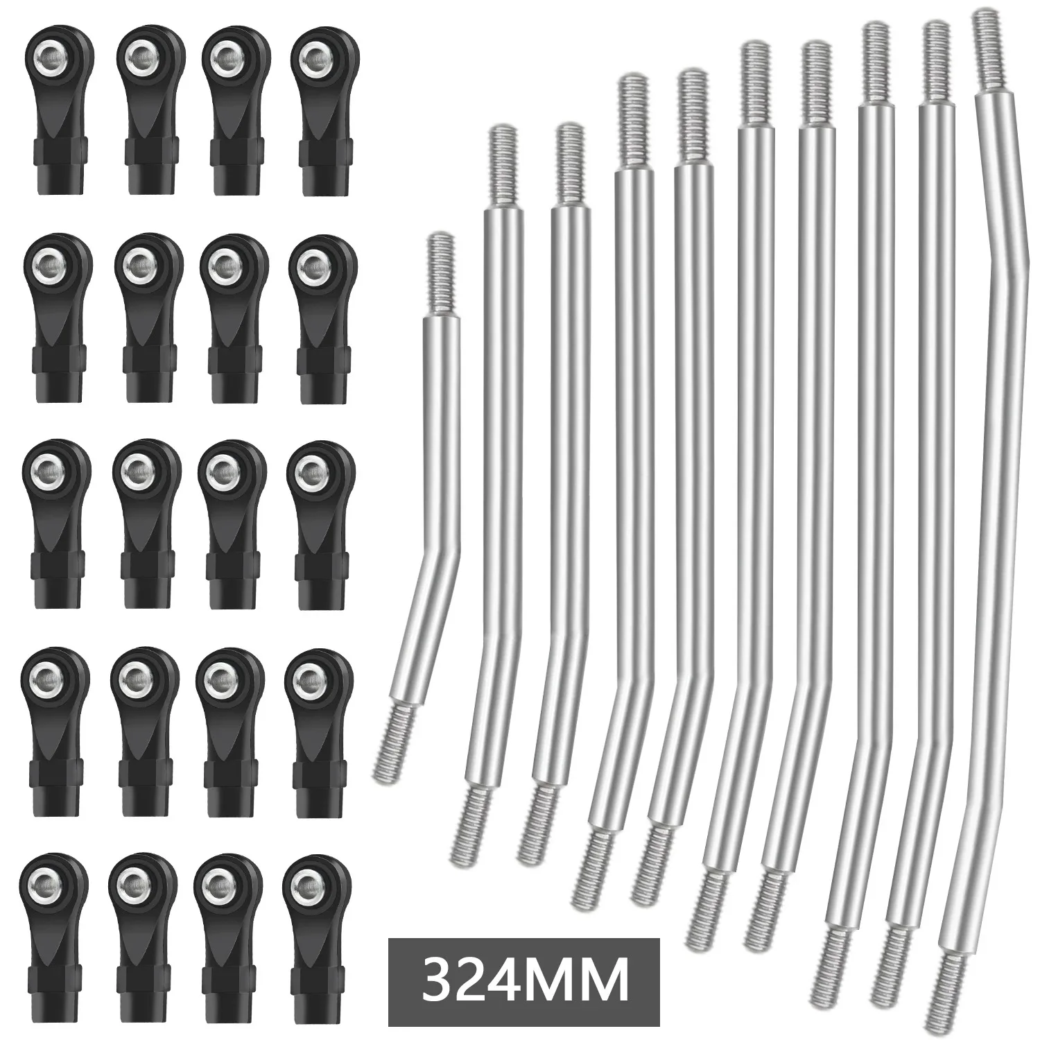 

10PCS Stainless Steel Full Car Pull Rod Steering Rod 313/324 Wheelbase For RC Crawler Axial SCX10 II 90046 Upgrade Parts