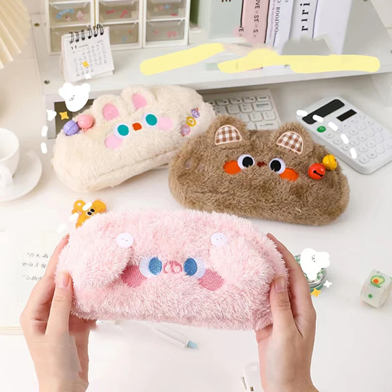 Cute Pencil Case Kawaii Stationery Pencilcase Estuche Escolar Plush School Supplies Pen Case Trousse Pencil Cases For Girls image 6